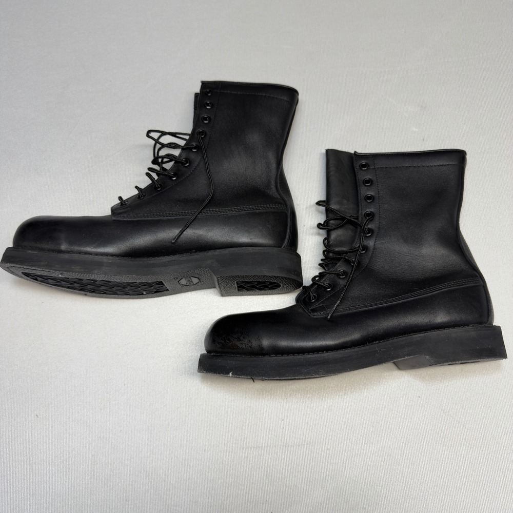 Addison Steel Toe Black Combat Boots Men's 9โ R 2000 Made In USA Vibram Soles